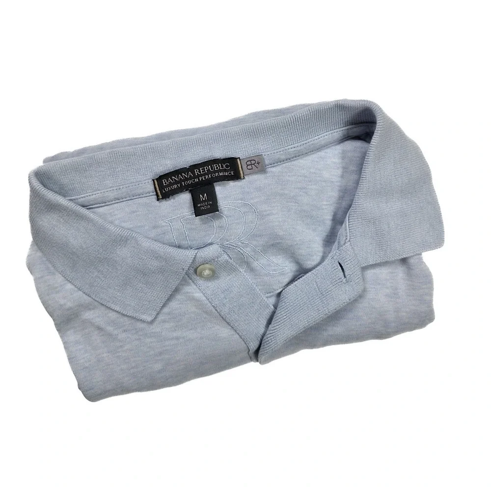 Banana Republic Luxury Touch Performance Gray 1/4 Button S/S‎ Polo Men's Size M